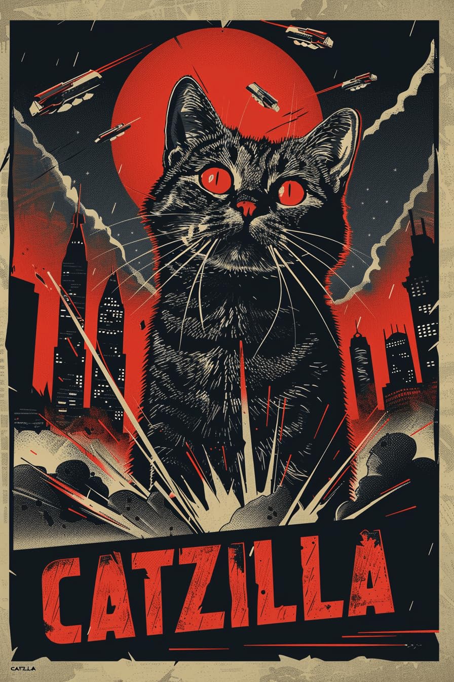 Amazon.com: Yoonek Graphics A Cat Monster Destroying Everything